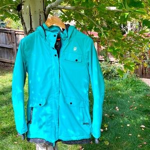 Blue and gray ski jacket